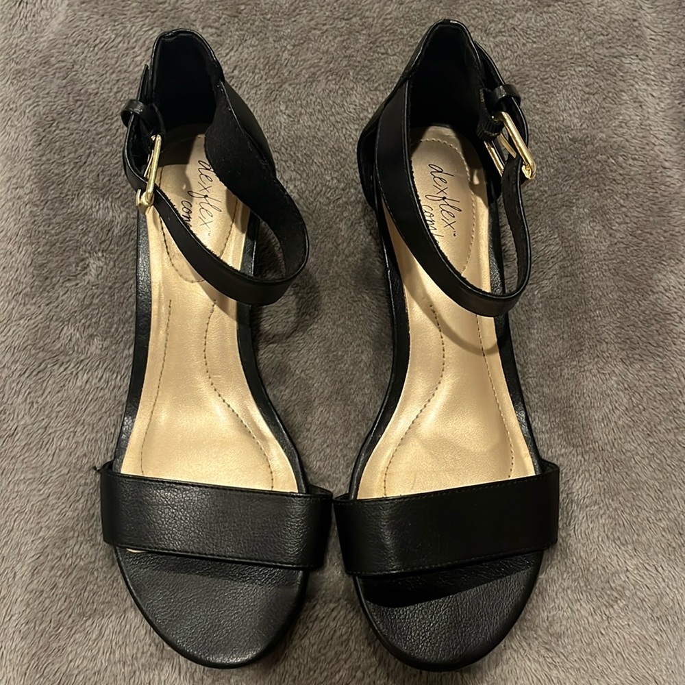 Black Open-Toe Wedges